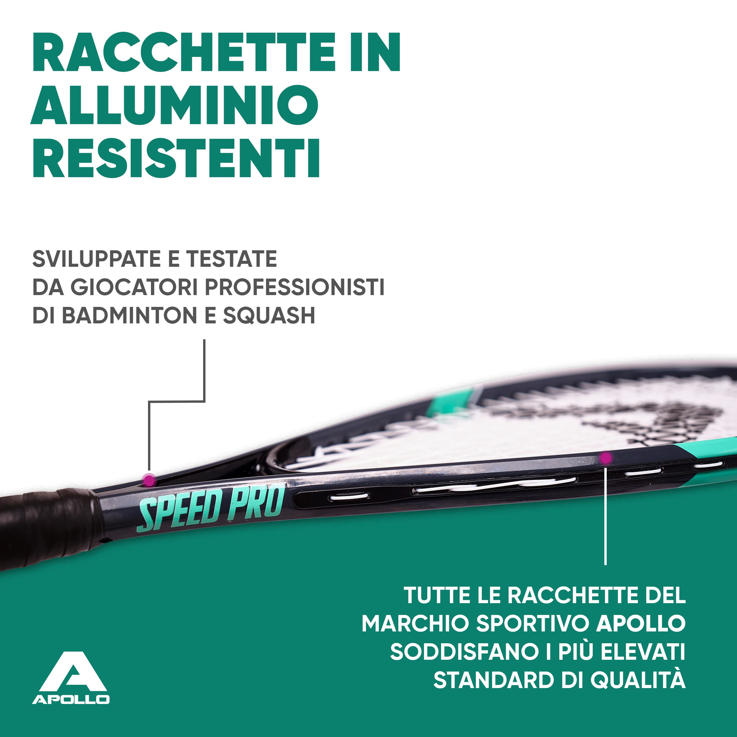 Apollo Set da Speed Badminton | Racchette Badminton in Diversi Colori | Badminton Set | Set Racchetta Squash | Badminton Racchette e Borsa| Racchetta Crossminton | Volano Bambini