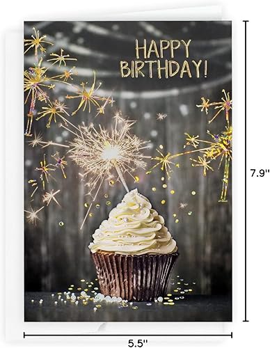 Miniatura 4 de The Gallery Collection, Paquete de 1 tarjeta, tarjeta de cumpleaños con sobre forrado de perlas (cumpleaños brillante)