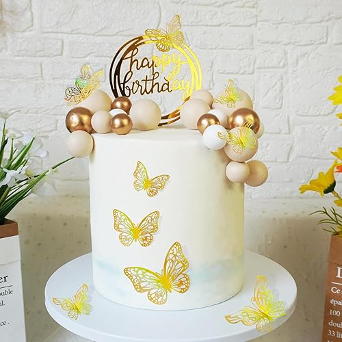 Miniatura 6 de 72 piezas de decoración de pared de mariposa dorada láser 3D, 3 estilos, 3 tamaños, calcomanías de pared de mariposa metálicas, mural de habitación,