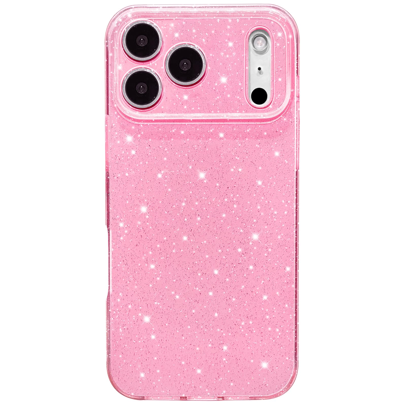 Hython Case for iPhone 17 Pro Max Case Glitter Cute Sparkly Shiny Bling Sparkle Phone Cases 6.9", Thin Slim Fit Soft TPU Bumper Shockproof Rubber Protective Cover for Women Girls Girly, Bright Pink