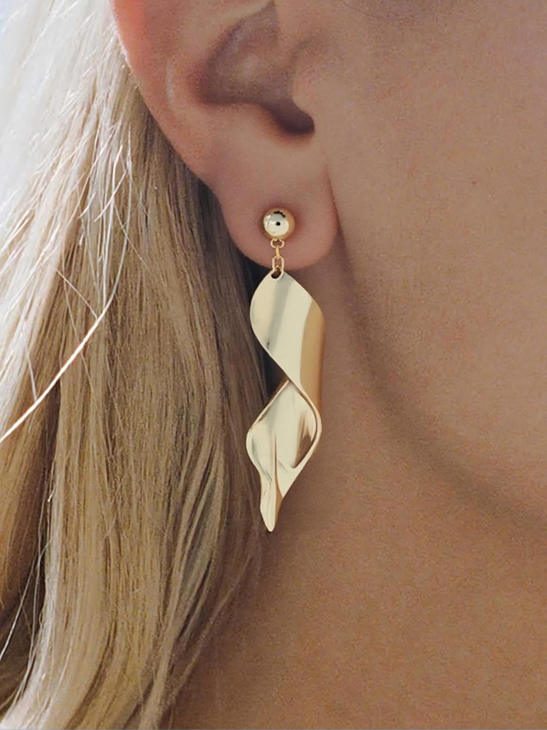 Spiral Threader Earrings for Women 14K Gold Trendy Drop Wave Earrings Women's Drop Dangle Lightweight Jewelry Gifts Accessories for Women - Image 2