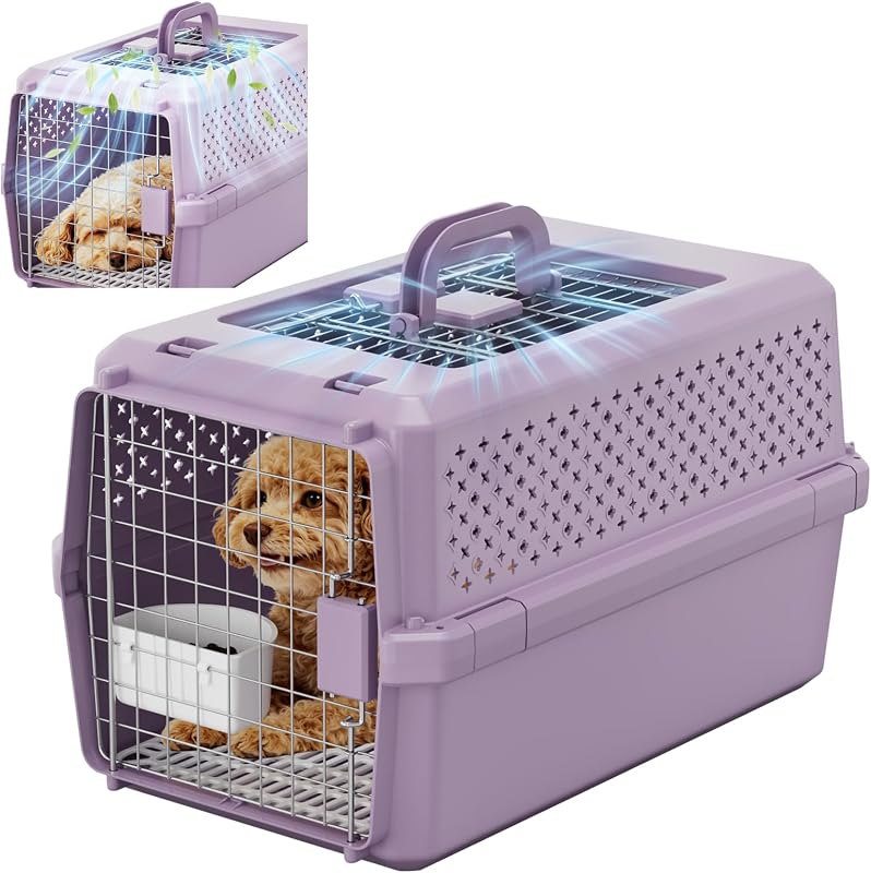 Caixa de Transporte Rígida para Cães e Gatos RIZZARI Roxa QIIE6 – 60,96 x 38,1 x 36,07 cm, 2,83 kg