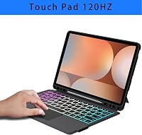ROOFEI Bluetooth Billentyűzetes Tok Samsung Galaxy Tab S9 FE+/S9+/S10+ 12,4" Tablethez - Levehető RGB Háttérvilágítású QWERTZ Billentyűzet T 5
