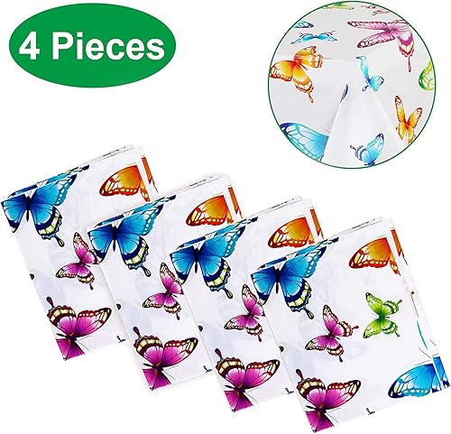 Miniatura 2 de PHOGARY 4 fundas de mesa de mariposa para decoración de fiesta de cumpleaños de niña, mantel desechable, mantel de fiesta de hadas de primavera de