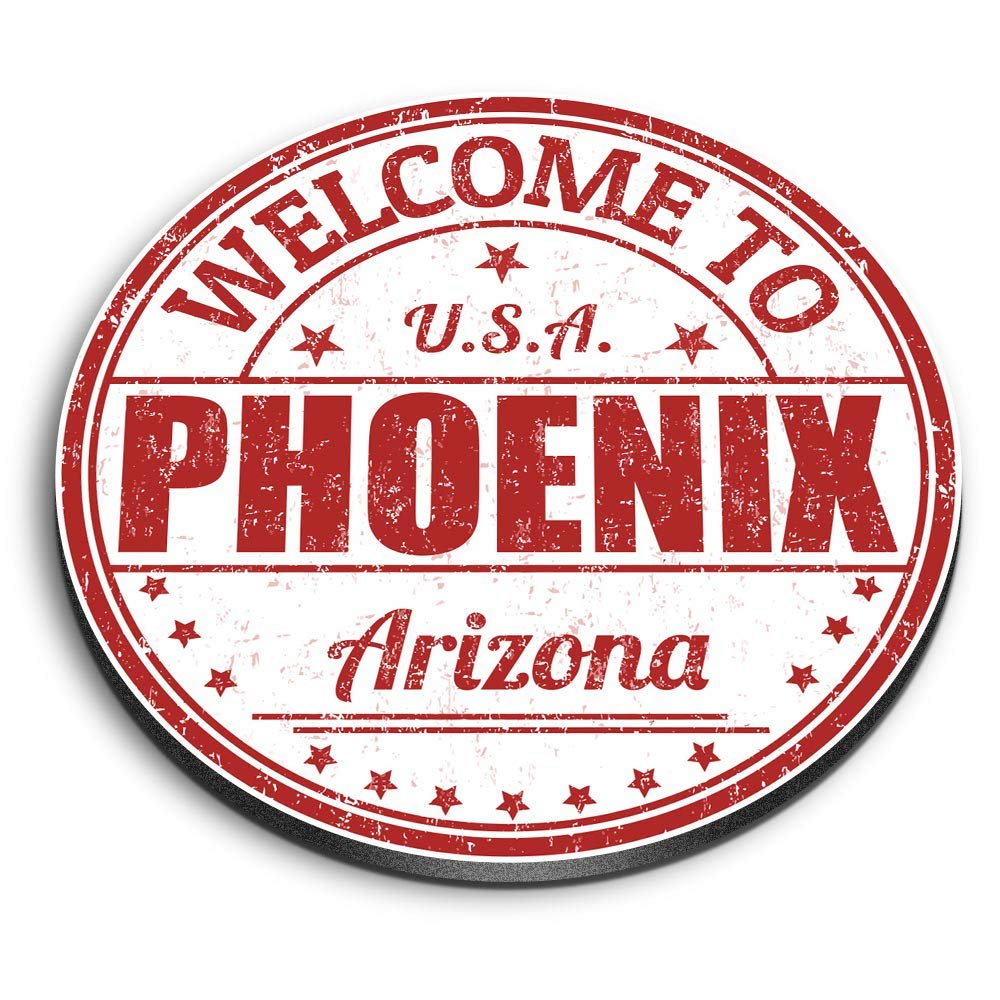 Destination Vinyl Ltd Multicolor 1 X Round Mdf Magnet - Welcome To Phoenix Arizona Usa 5213