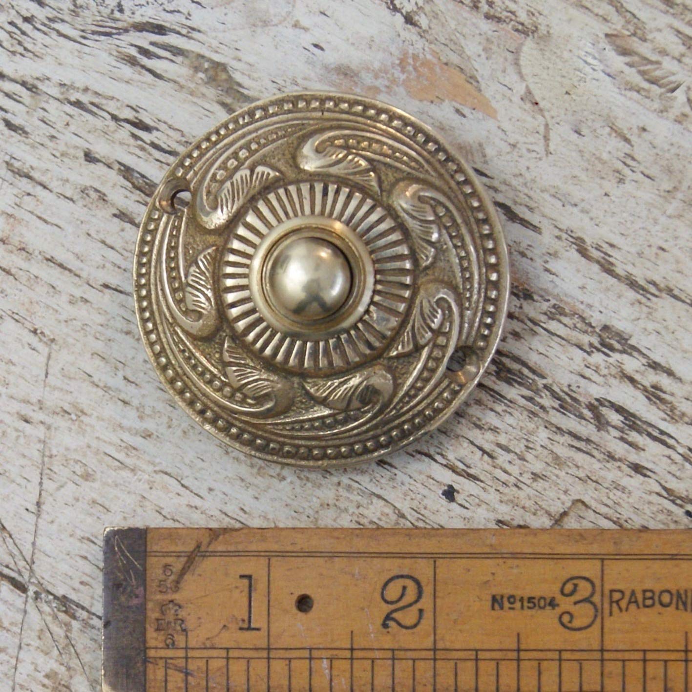 Hardware for You Architectural Round Rococo Brass Door Bell Push Bells
