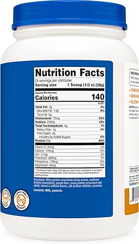 Vista 17 de Nutricost Concentrado de proteína de suero (mantequilla de maní y chocolate) 5 libras, sin gluten y sin OMG