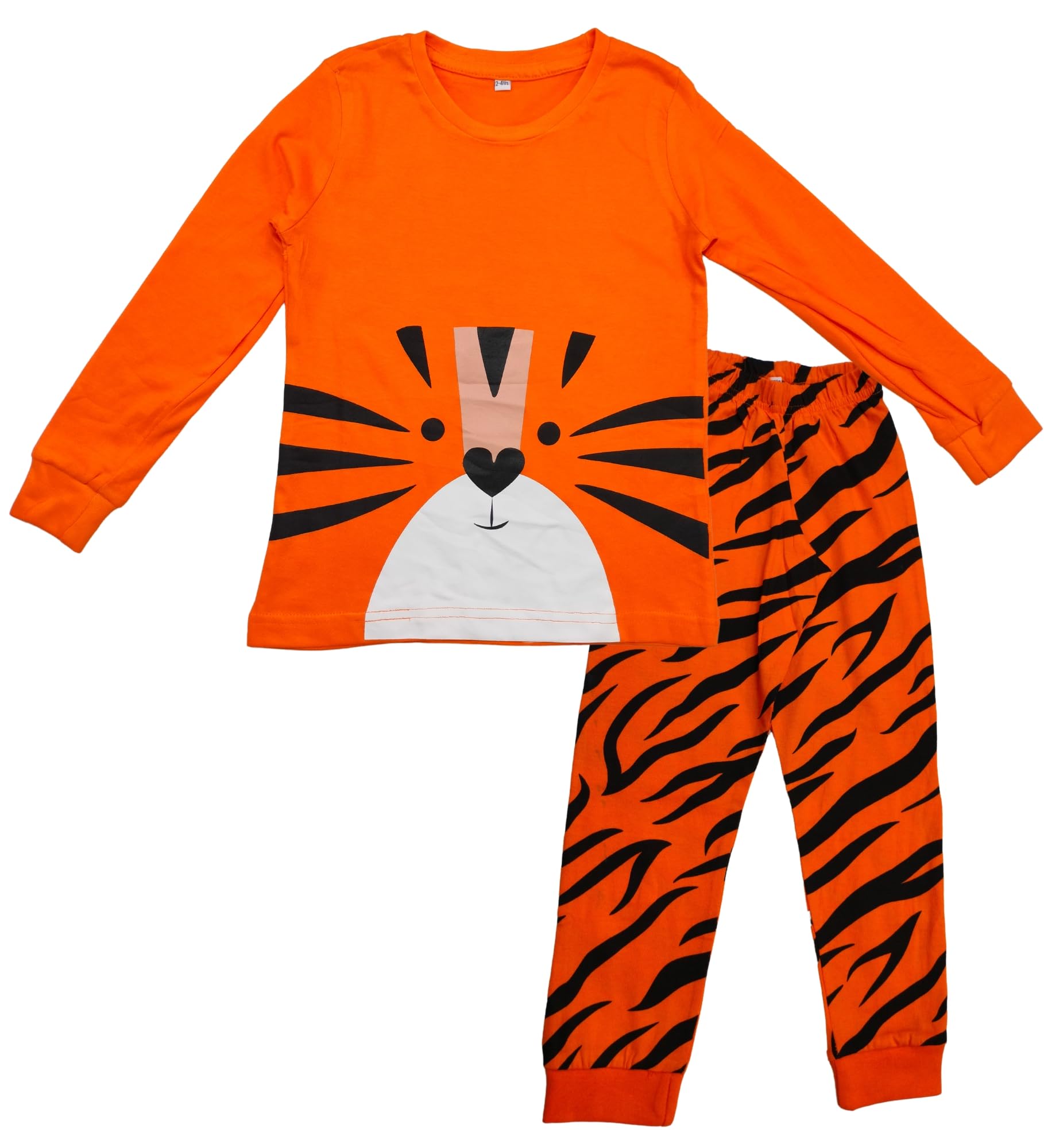 Hestia|H.Nsg.7|Kids Night Suit|Sleepwear|Cotton|Trouser Full Sleeve Pajama Set Tshirt|Elasticated Waist|Bottom Pyjama Tshirts For Boys|Tiger Printed|Orange|8-10Yrs|Set Of 1,8 Years-10 Years - Image 8 thumbnail