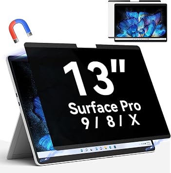 Magnetic Privacy Filter Compatible with Microsoft Surface Pro 10 2024 / Pro 9 2022 / Pro 8 2021 / Pro X 2021, 2019, 13 Inch Removable Anti Spy Glare Blue Light Privacy Screen