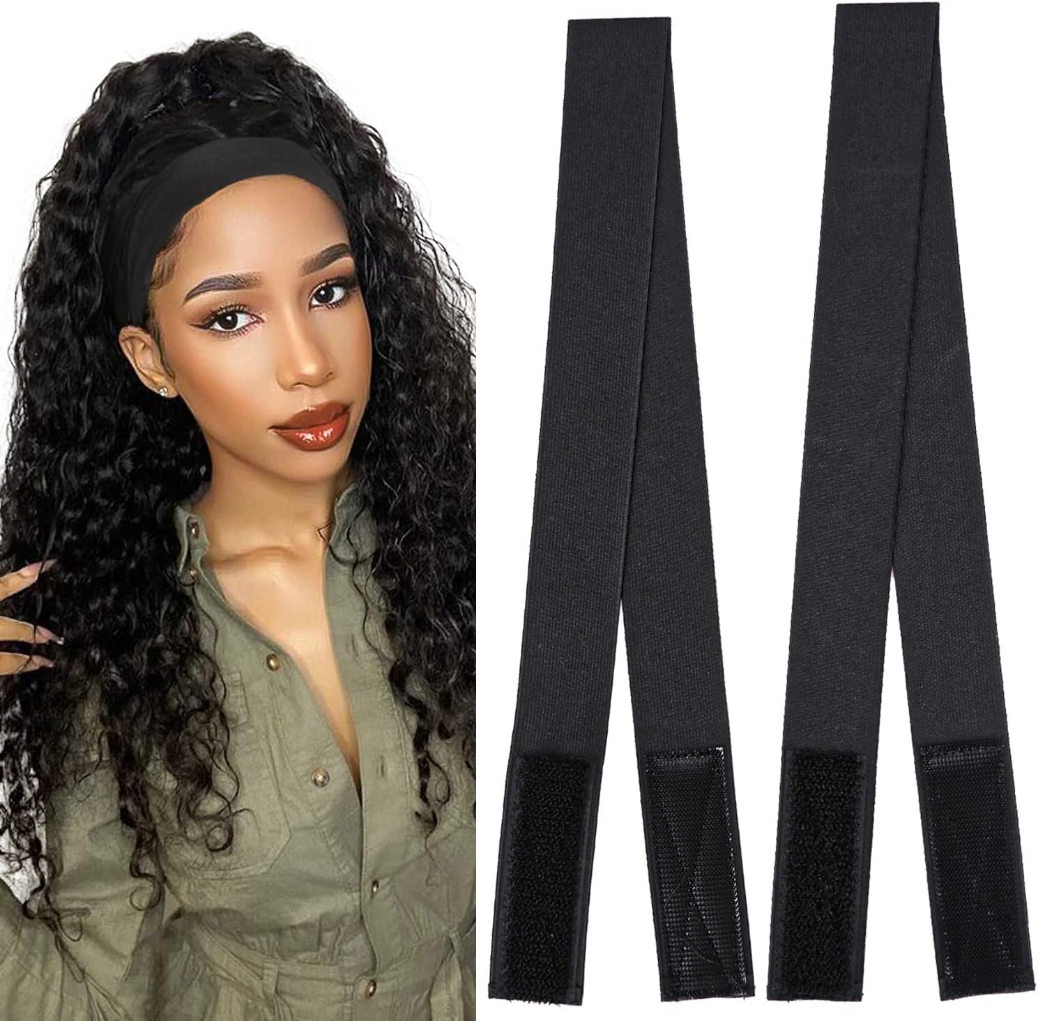 2Pcs Elastic Band for Wigs-Lace Melt Band, 3Cm Elastic Edge Laying Band for Hair,24Inch Length Edge Elastic Band for Closure Wigs Baby Hair