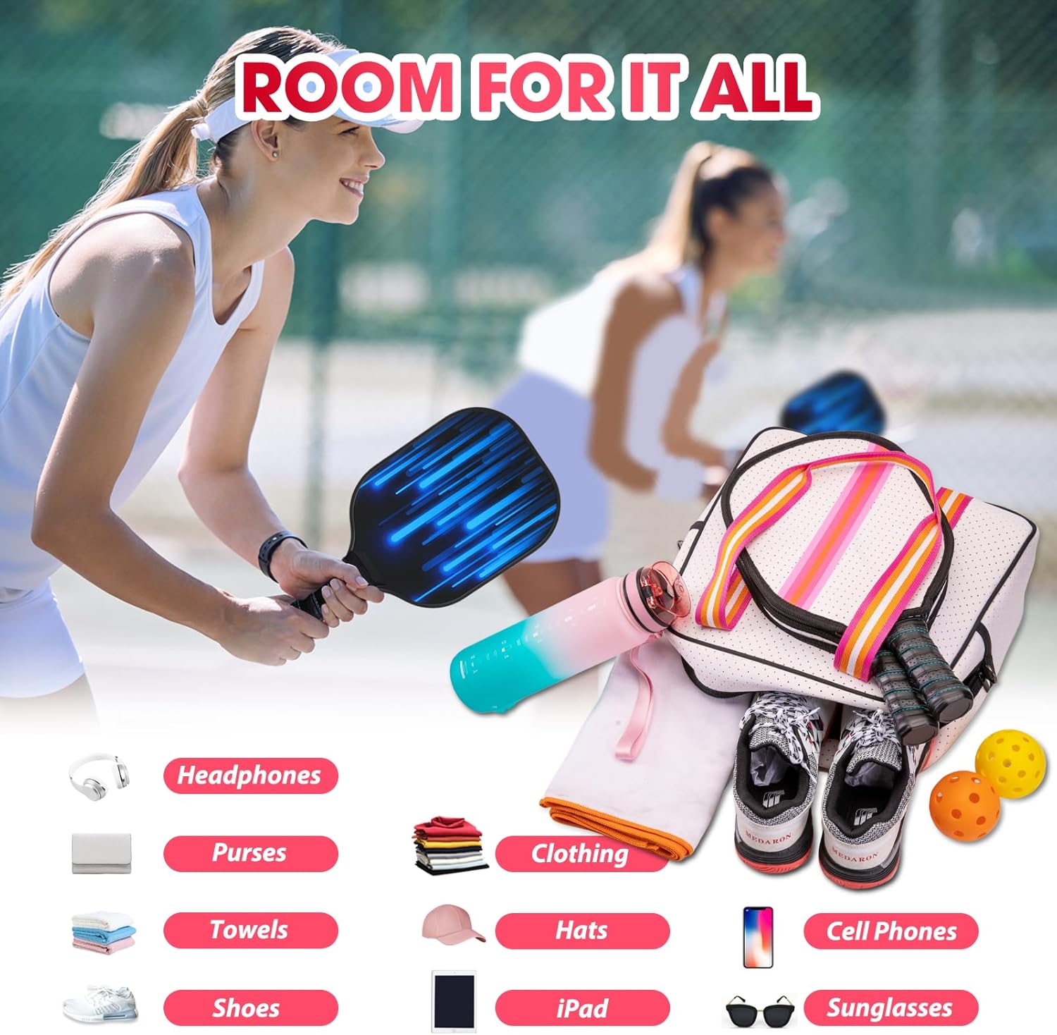 MANUEKLEAR Crossbody Sling PickleballBag Tote, Pickleball Bags for Women and Men, Pickleball Bags for Ladies - Image 4