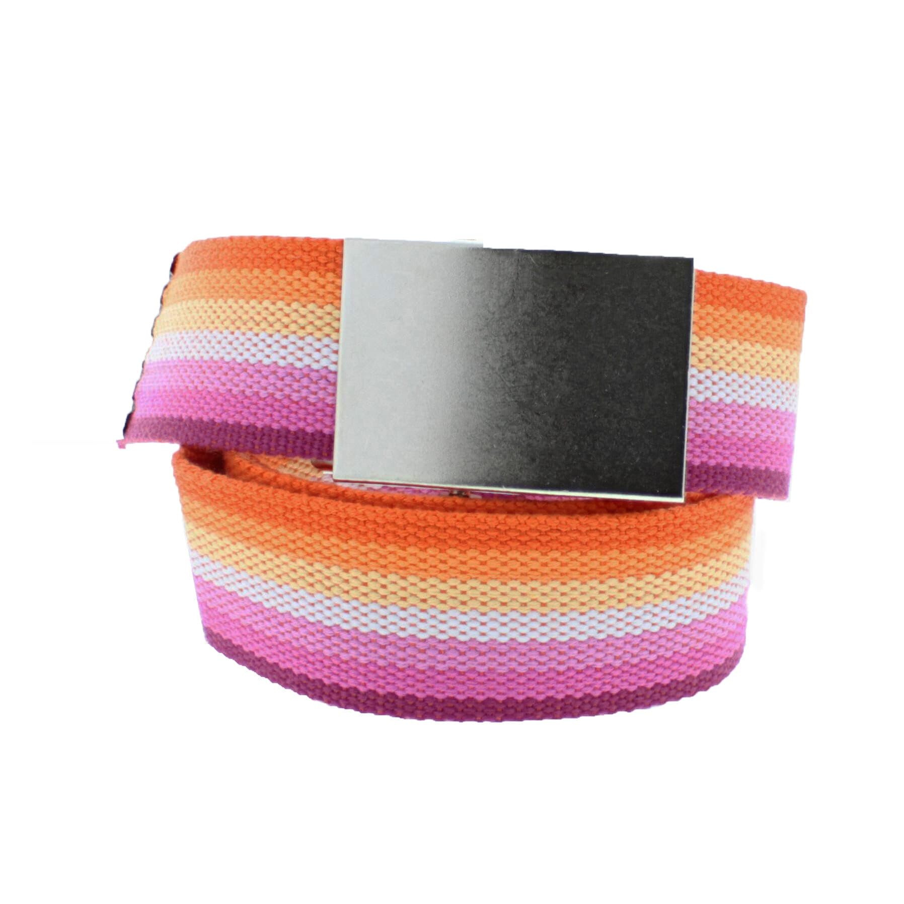 Zac's Alter Ego Unisex Sunset Lesbian Gay Pride Festival Equality Webbing Canvas Belt With Slider Buckle