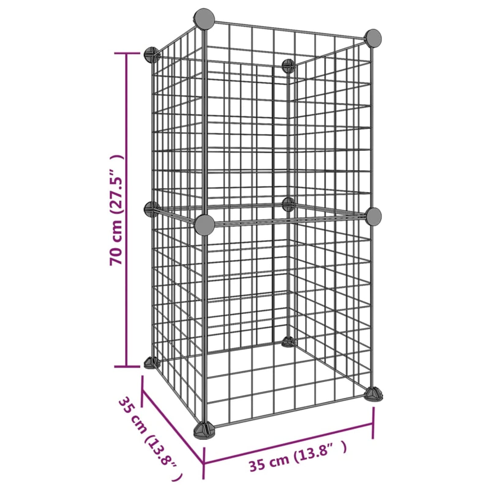 Homgoday Klatka dla zwierząt domowych 8 paneli czarna 35 x 35 cm stal, dekoracja klatki dla psa wewnętrzna klatka dla psa Kennel dla psów klatki dla psów ogrodzenie dla psów na zewnątrz model 3114031