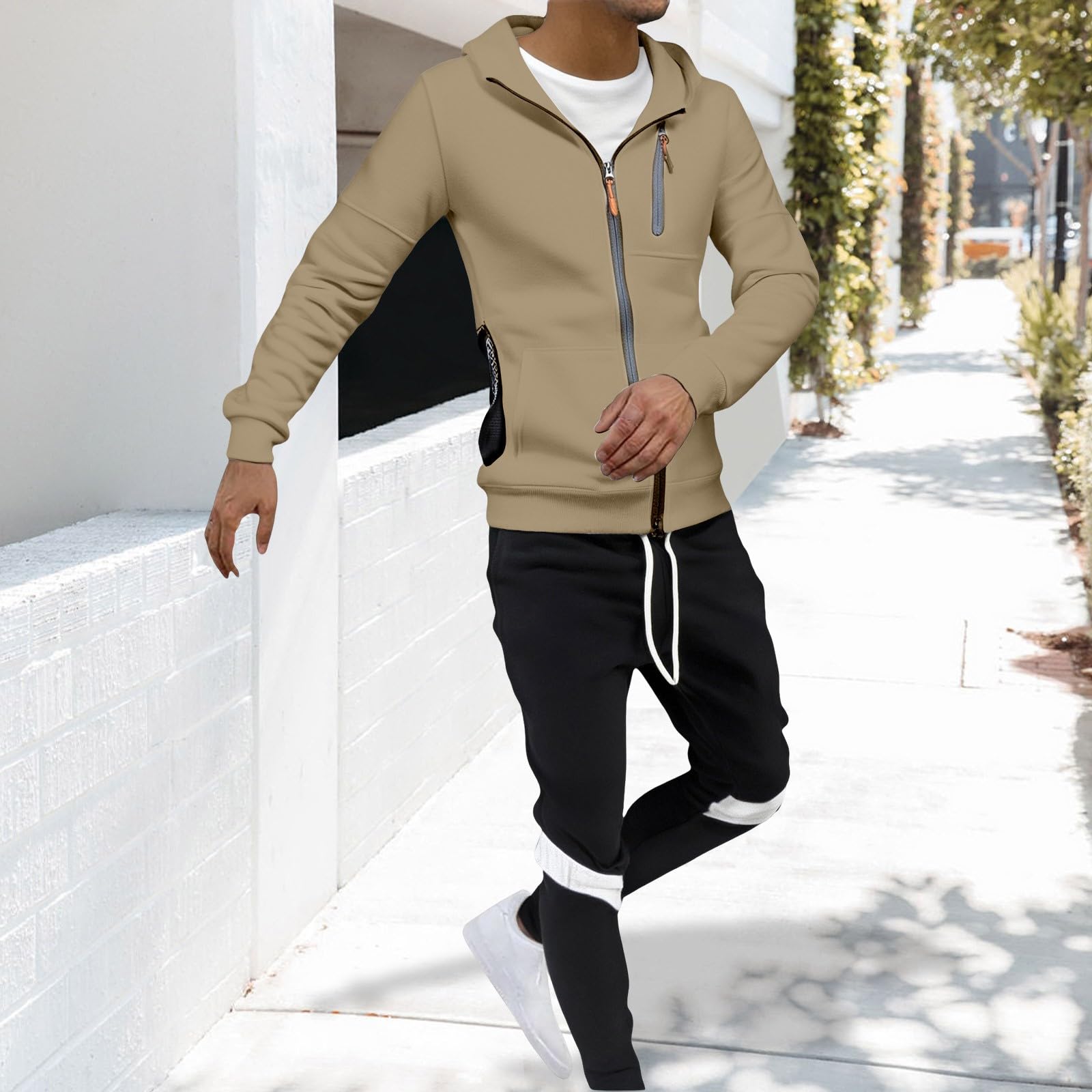 Generico Tuta Uomo con Lettere Stampa Set Sportivo Y2K Tute da Jogging Hip Hop Felpe Cappuccio e Pantaloni Top Larghi Sportivi Felpa Tracksuit,Tuta Elegante Uomo,Regalo Natale Halloween Capodanno
