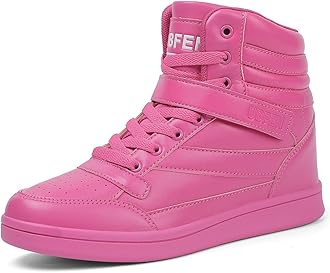 UBFEN Womens High Top Sneakers with Hidden Wedge Heel Ankle Support 2 Inch Height Increase 80s Retro Casual Boots