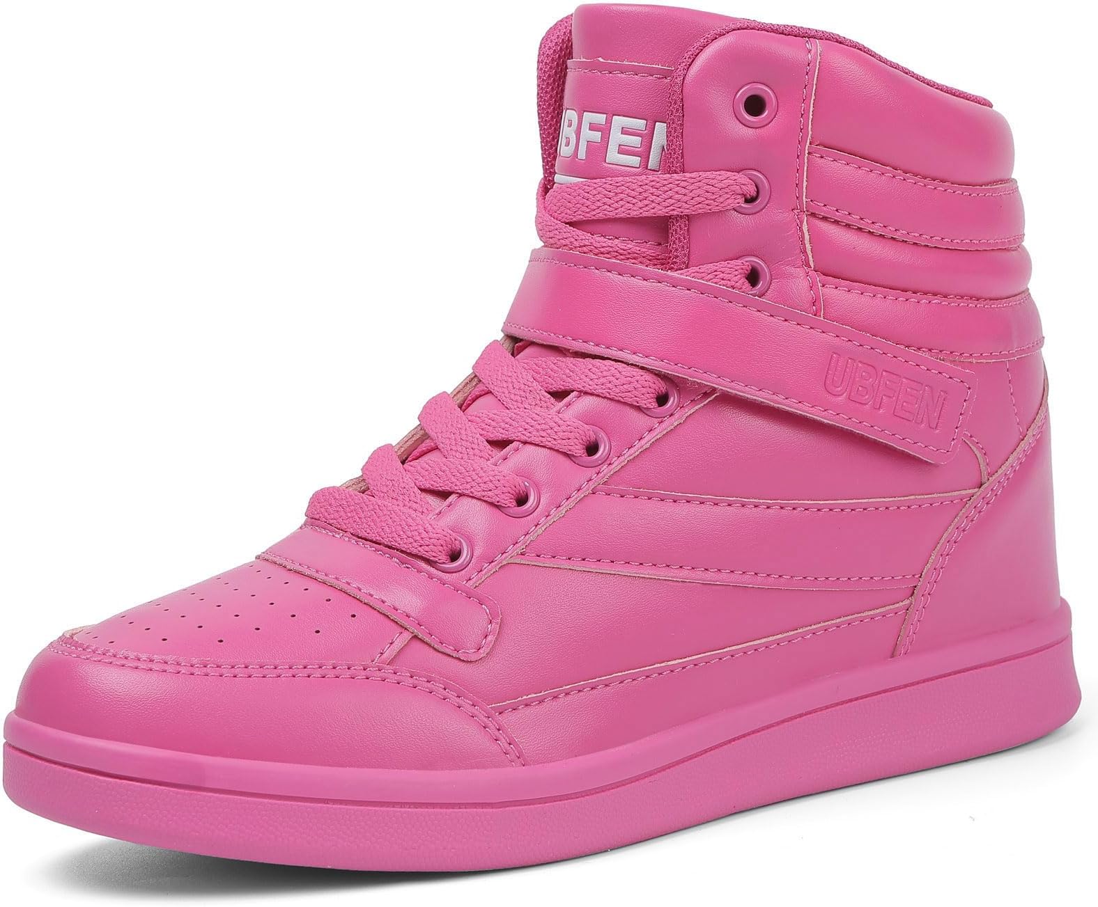 Womens High Top Sneakers with Hidden Wedge Heel Ankle Support 2 Inch Height Increase 80s Retro Casual Boots
