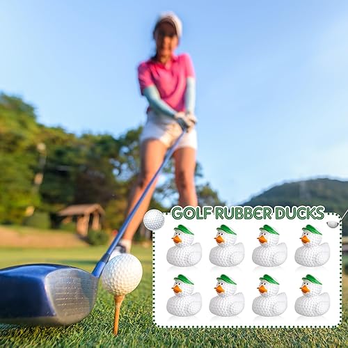 Miniatura 4 de Deekin 12 piezas de pato de goma de 2 pulgadas a granel para decoraciones de fiesta de cumpleaños, regalo de jugador de club (golf verde)