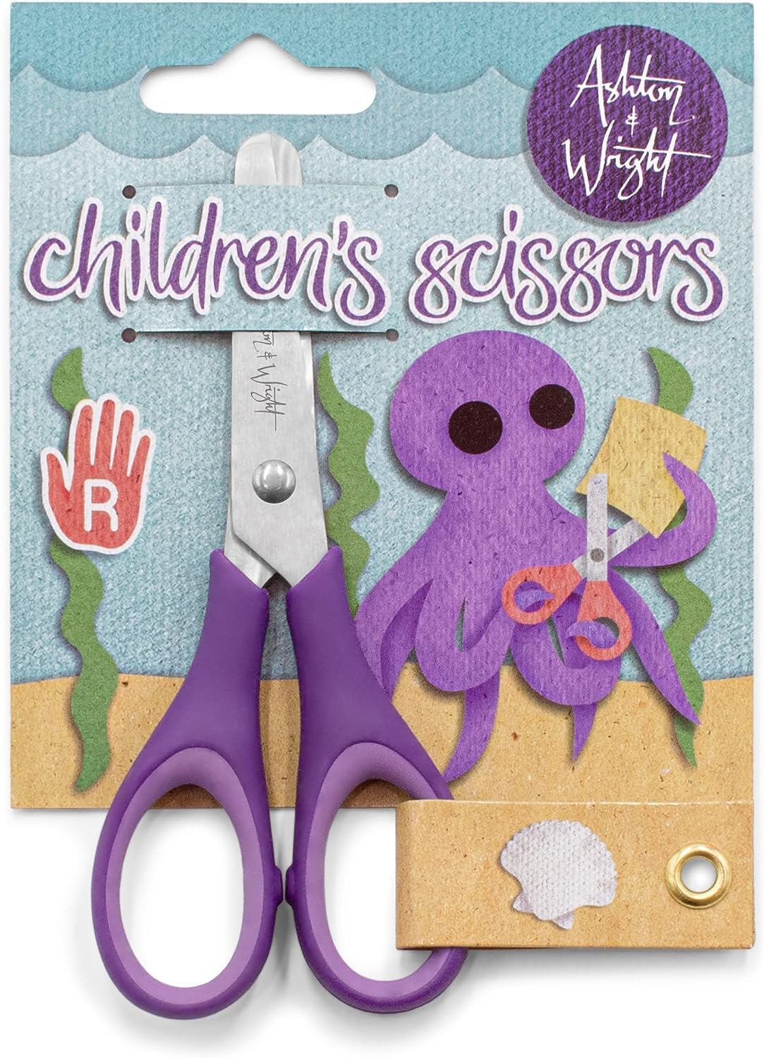 Ashton and Wright - Children's - Kids Scissors Soft Grip - 5"/12cm - Purple - Right Handed