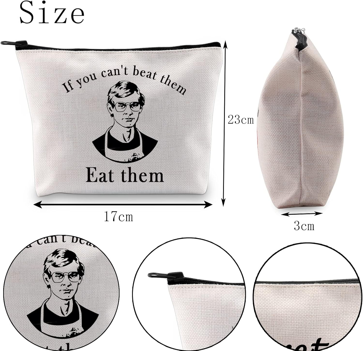 Serial Killer Gift True Crime Gift If You Can’t Beat Them Eat Them Zipper Pouch Travel Bag Horror Gift (If You Can't UK) - Image 3