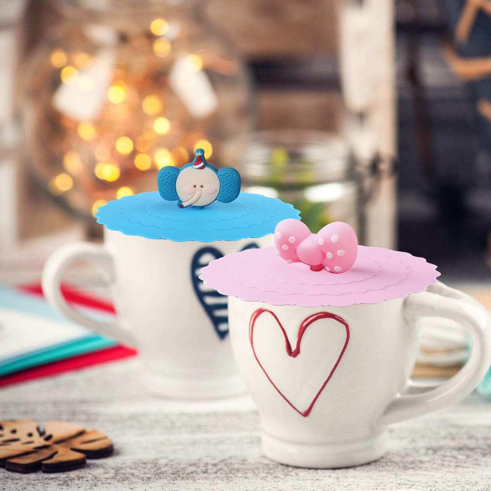 4 Couvercles En Silicone Anti‑poussière Réutilisables – Diamètre 9,5 Cm, étanches, Pour Tasses, Verres Et Bocaux