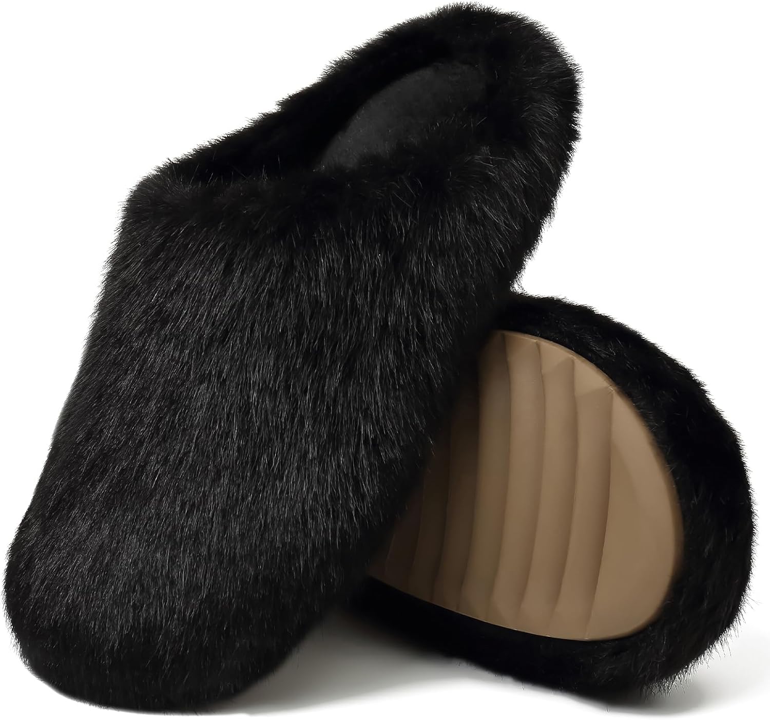 CicoMuin Plush Fuzzy Slip on Indoor Slippers Women's Thermal Slippers with Faux Fur Lining Soft Comfy Memory Foam Non-slip House Shoes