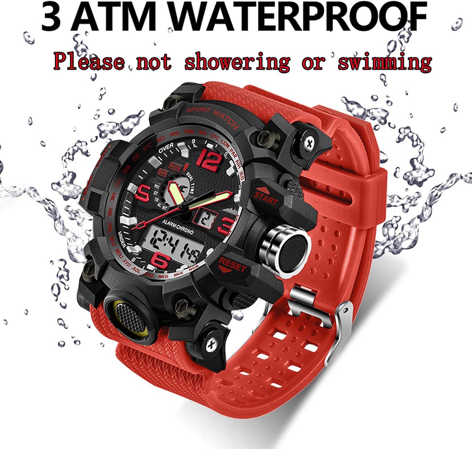 Men's Watches Military Sports Electronic Waterproof LED Stopwatch Digital  Analog Dual Time Outdoor Army Wristwatch Tactical Black: Buy Online at Best  Price in UAE - Amazon.ae