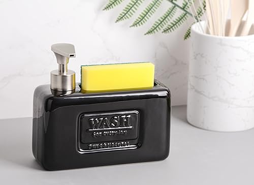 Miniatura 3 de Clasin Home Dispensador de jabón para fregadero de cocina con soporte de esponja, repuesto de jabón líquido de 28 onzas líquidas, elegante