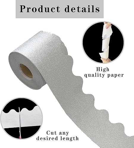 Miniatura 36 de Bordes de tablón de anuncios de 65 pies, bordes festoneados brillantes, borde decorativo para póster, decoración de aula para escuela, tiras de Verde