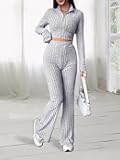 Women's Knit Lounge Set, V-Neck Sweater & Tracksuit Pants for Fall Casual Wear