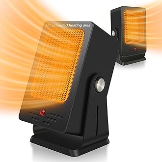 Space Heaters for Indoor Use,Desk Small PTC Heater with 2s Fast Heating,Tip-Over&Overheat Protection,30°Adjustable Angle Portable Personal Electric Heater for Office,Bathroom,Bedroom,Camping