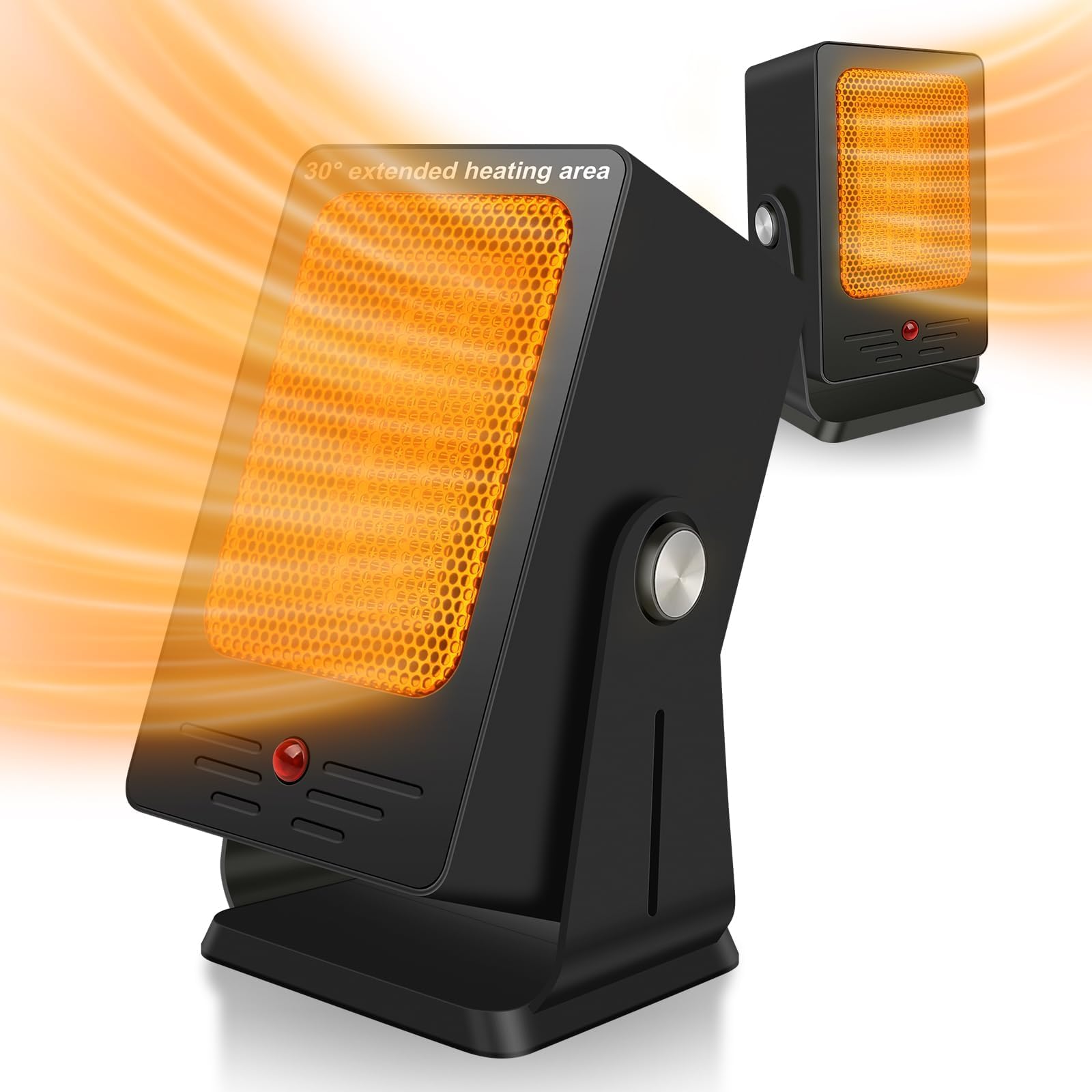 Space Heaters for Indoor Use,Desk Small PTC Heater with 2s Fast Heating,Tip-Over&Overheat Protection,30°Adjustable Angle Portable Personal Electric Heater for Office,Bathroom,Bedroom,Camping
