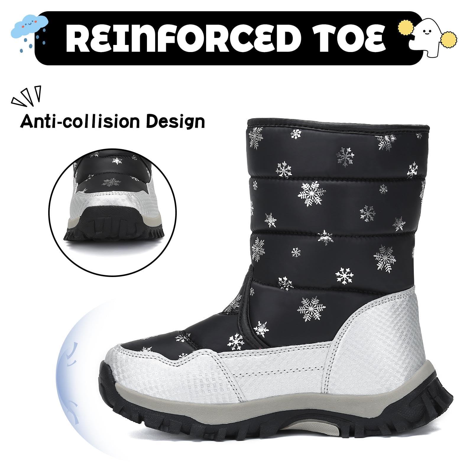 Mishansha Bambini Stivali da Neve Ragazze Caldo Fodera Stivaletti Invernali Ragazzi Scarpe Comodo Antiscivolo