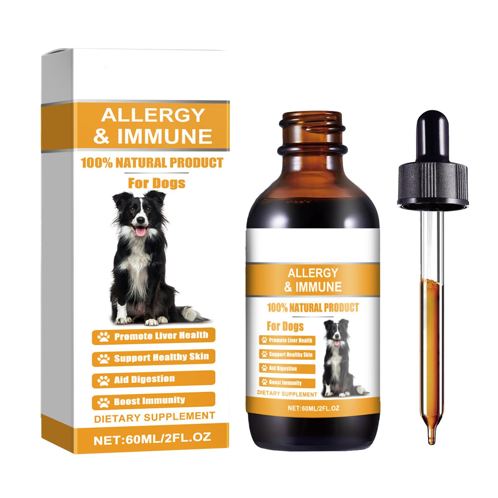 Natürliche Hefepilz-Behandlung für Hunde,Behandlung für Juckende Hundehaut,Verbessert Fell und Haut für Hunde,60ML