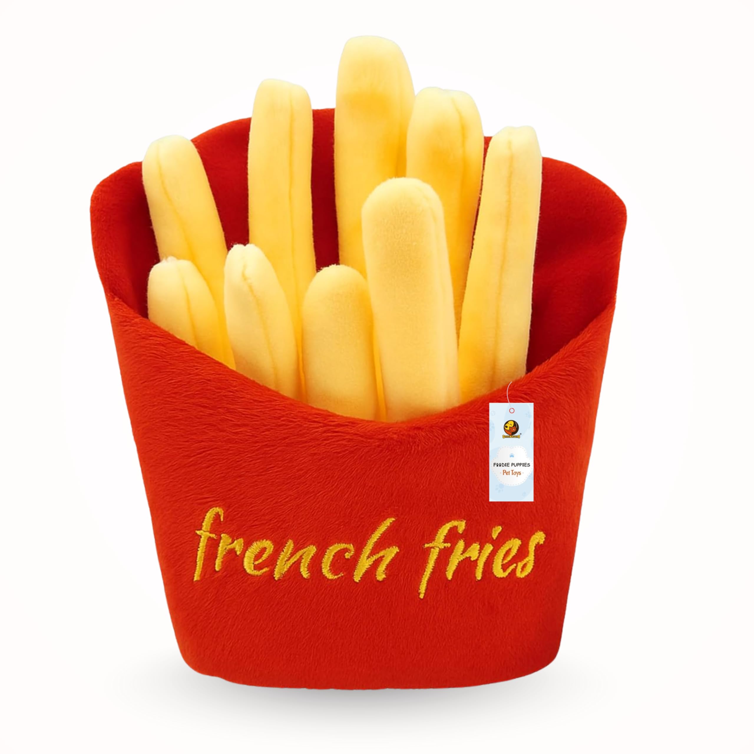 Foodie Puppies Squeaky Plush Dog Toy - (French Fries) | Durable, Bite-Resistant & Crinkle Sound Chew Toy | Soft, Safe & Fun for Playtime, Dental Exercise & Teething | Ideal for Small to Medium Dogs-image-41