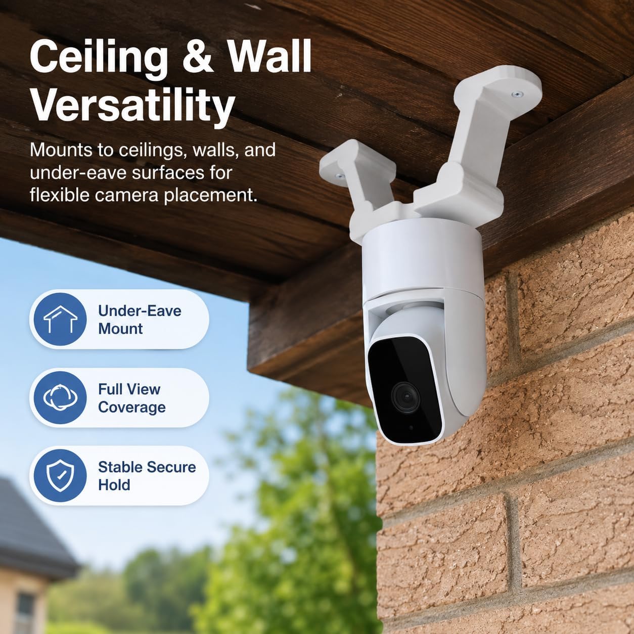 SplashNColor Ceiling Mount for Wyze Cam Pan V3 – Hanging Wall Bracket for Security Camera | Under Eave Hanger with Screws | Secure Friction Fit Holder for Indoor Outdoor Use image 3