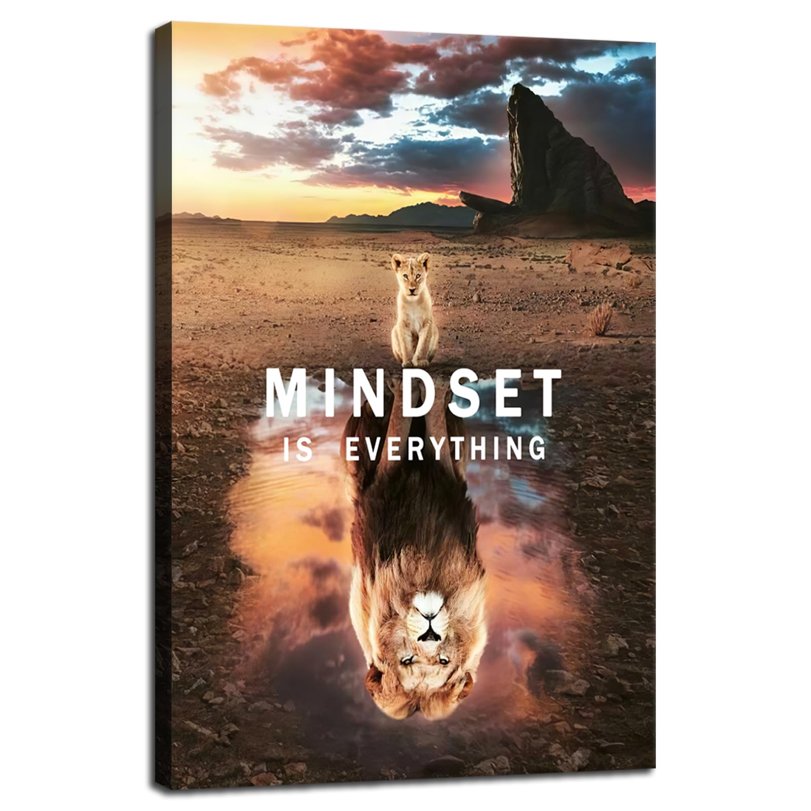FHBWART Inspirational Canvas Wall Art Motivational Mindset is Everything Quotes Positive Posters Print Picture Painting Artwork for Home Bedroom Office Wall Decor Stretched and Framed <12 x 18 inch> — image 1