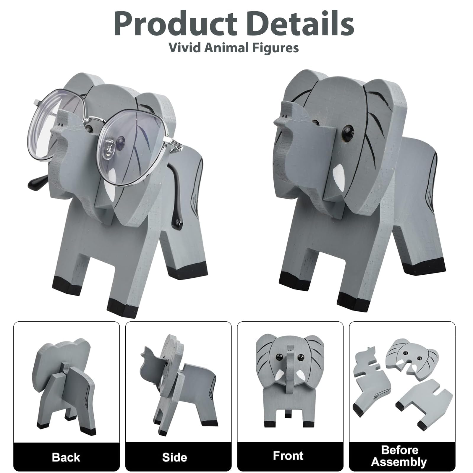 Porte-lunettes Éléphant,Porte-Lunettes En Résine,Support D'Affichage Pour Lunettes,Cadeau De Noël, Pour Maison, Bureau, Décoration C