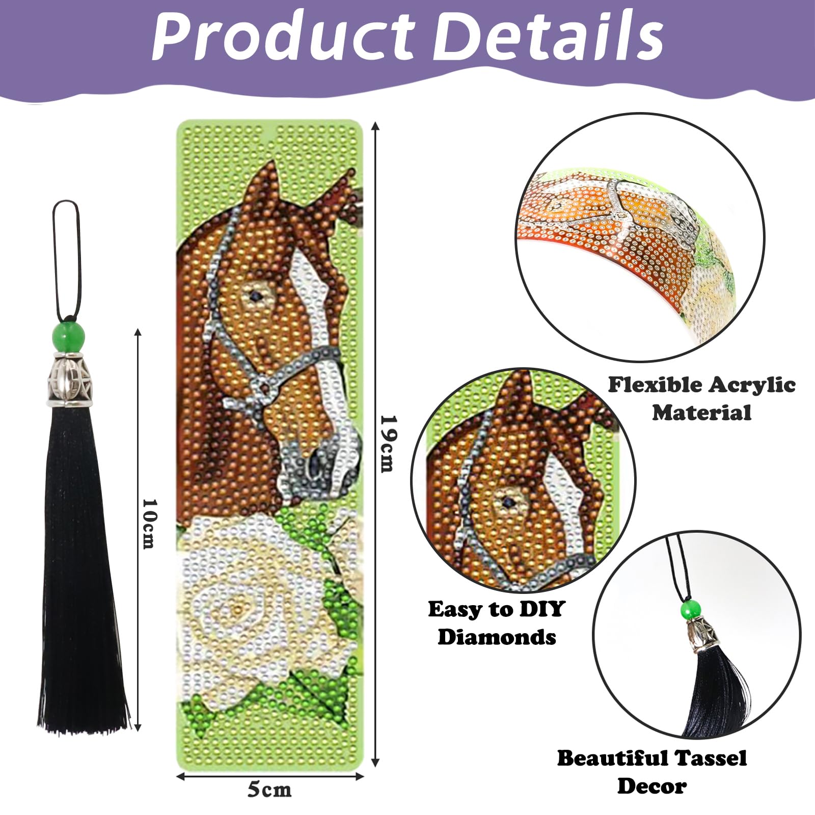 Lymshine Lot De 6 Marque-pages Peinture Diamant Cheval 5D - Cadeau Enfants Filles Garçons