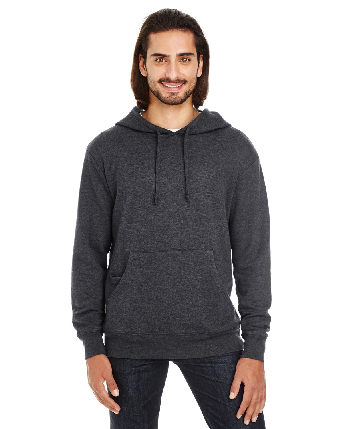 Unisex Triblend French Terry Hoodie - BLACK HEATHER - S