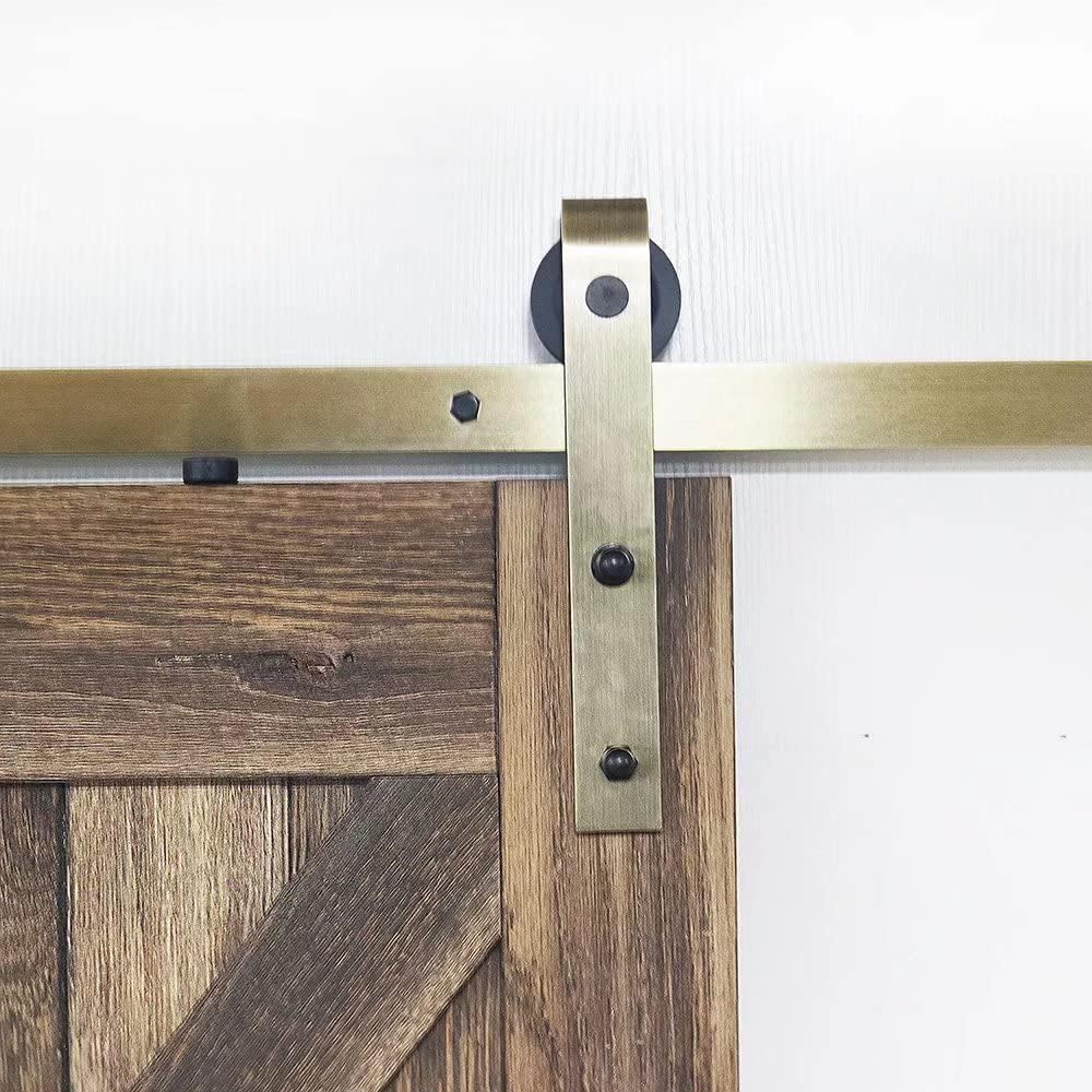 6.6FT Classic Brass Sliding Barn Door Hardware Kit for Interior Door Brushed Gold — Amazon image 15