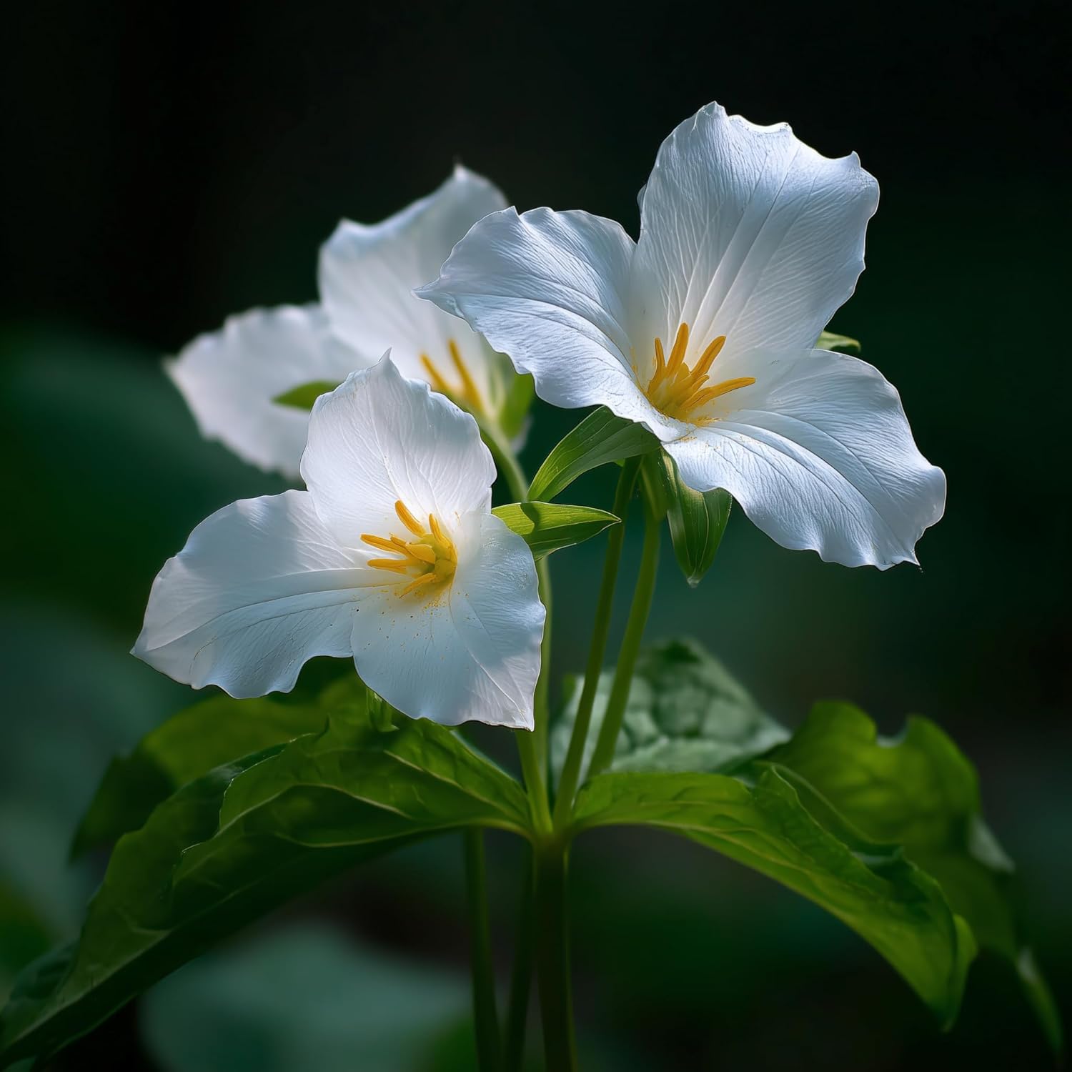 10 White Trillium Bulbs - Large-Flowered Great White Wake-Robin Trillium Roots/Rhizomes - Trillium grandiflorum - (10 Pack)