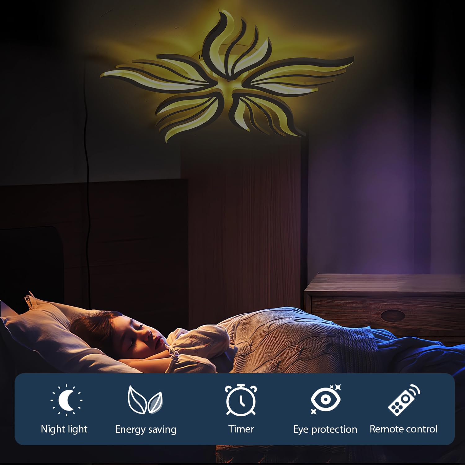 Blume Deckenlampe Dimmbar LED Deckenleuchte Fernbedienunggroße Wohnzimmer Deckenleuchten Kreative Modern Energiesparlampe für Esszimmer Decke Licht Küche Deckenbeleuchtung (Weiß, 5 Köpfe Ø75cm)