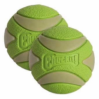Chuckit! Max Glow Ultra Squeaker Ball, Medium 2.5 Inch Diameter, 2 Pack, for Breeds 20-60 lbs