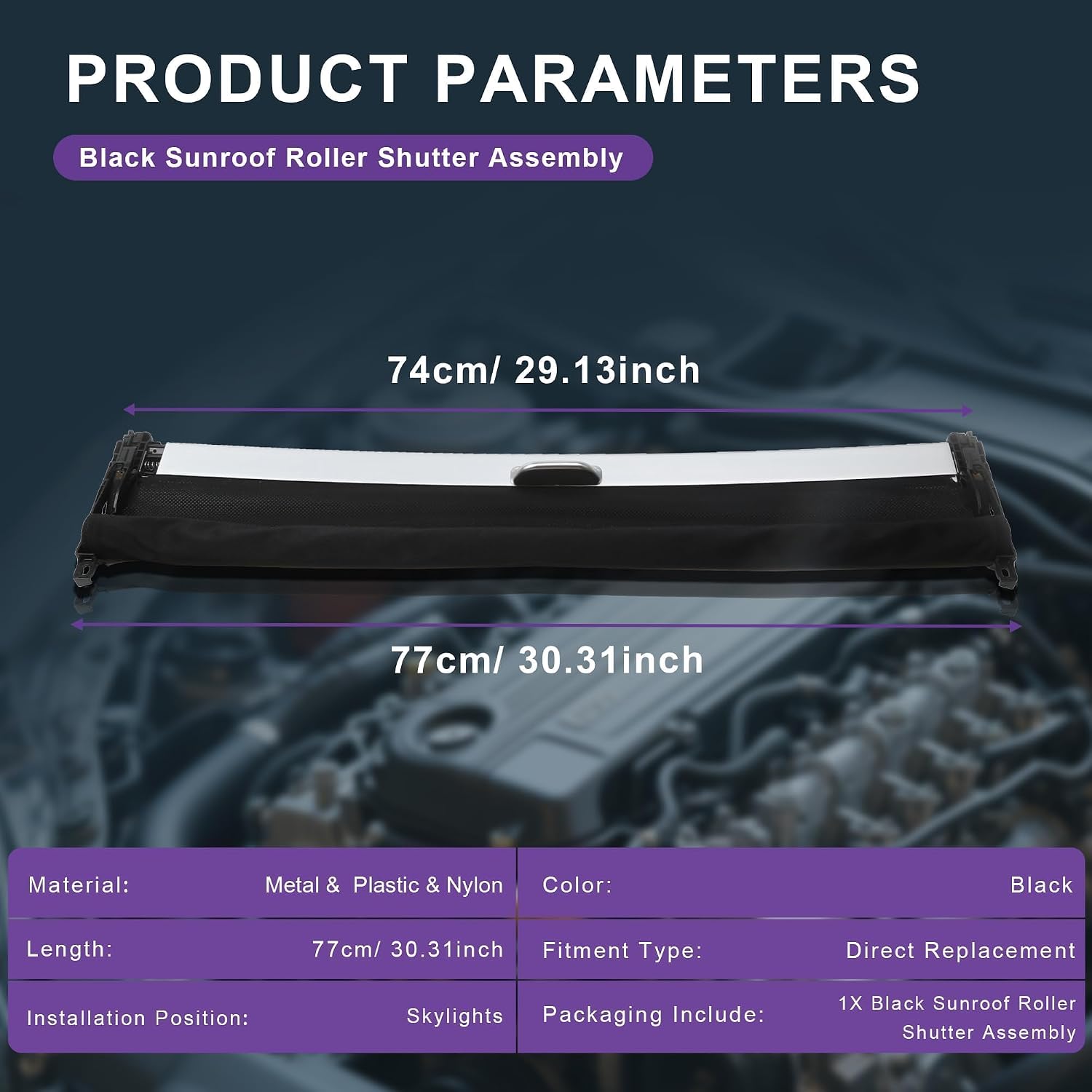 8X0877307B 8X0877307C 8X0877307D Sunroof Sunshade Roller Blind Assembly Replacement for Audi A1 2011-2018 A3/S3 2013-2020 Q2 2017-2021 RS3 2016-2021 (A3 Black-Assembly)