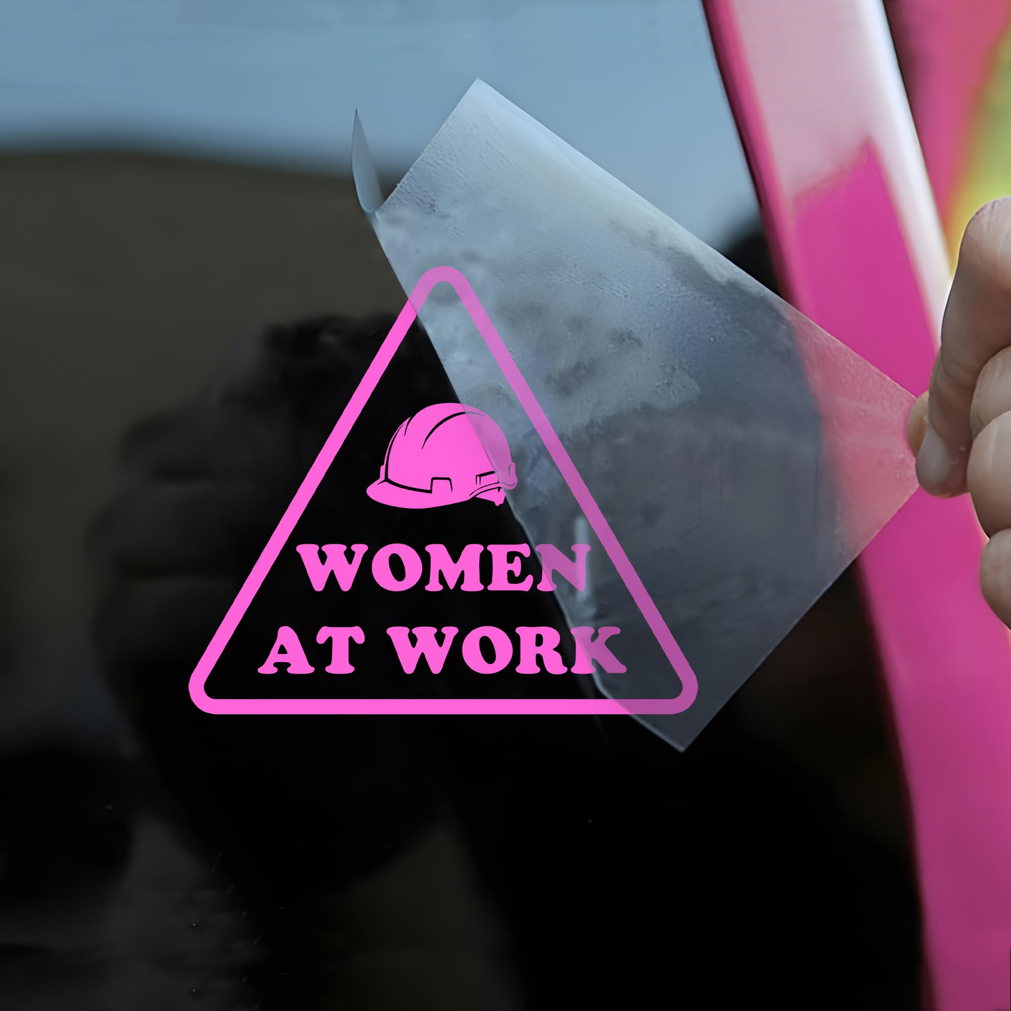 Autocollant femme construction féministe en vinyle rose pour personnaliser une vitre