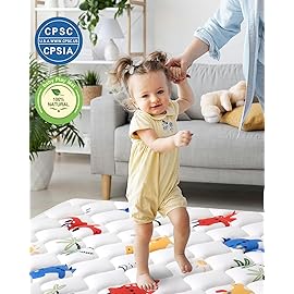Odorless Premium Foam Baby Play Mat 59 x 59, Soft Microfiber Fabric Crawling Mat for Floor- Comfortable and Hypoallergenic, Non-Slip Cushioned Floor Playpen mat for Infants,Babies,Toddlers