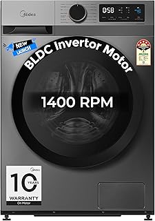 Midea 7 Kg 5 Star Fully Automatic Front Load Washing Machine with Inverter Motor, Self Clean Drum Technology, 15 Wash Programs (MFG17W70B/T-IND, Titanium Grey)