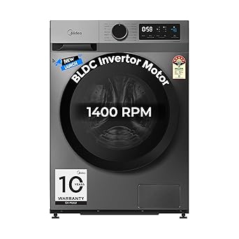 Midea 7 Kg 5 Star Fully Automatic Front Load Washing Machine with Inverter Motor, Self Clean Drum Technology, 15 Wash Programs (MFG17W70B/T-IND, Titanium Grey)