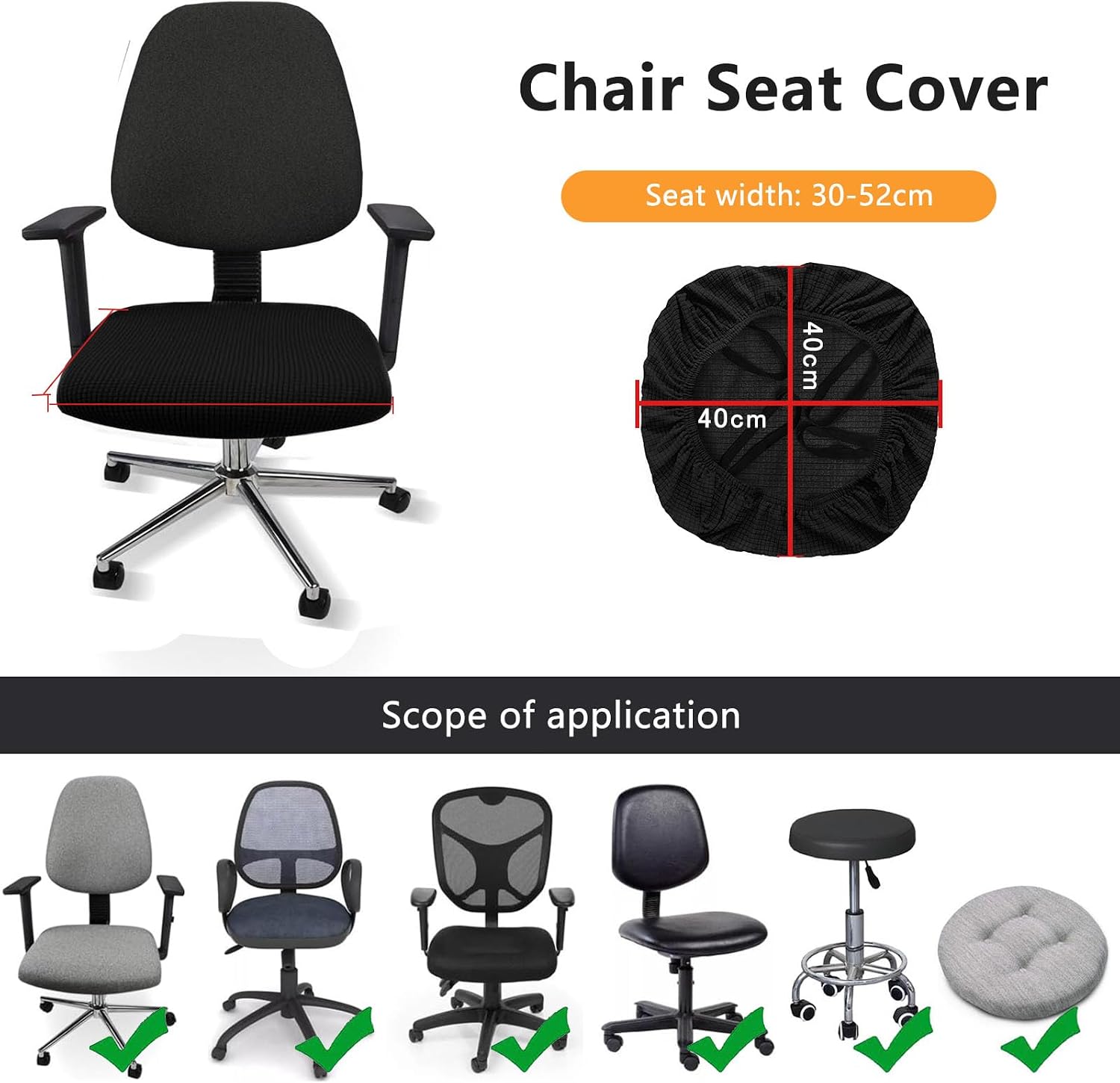 Newfashion Office Chair Seat Cover Universal Fit Stretch Washable Slipcover Protector for Desk Swivel Computer Chair (Camel) image 4