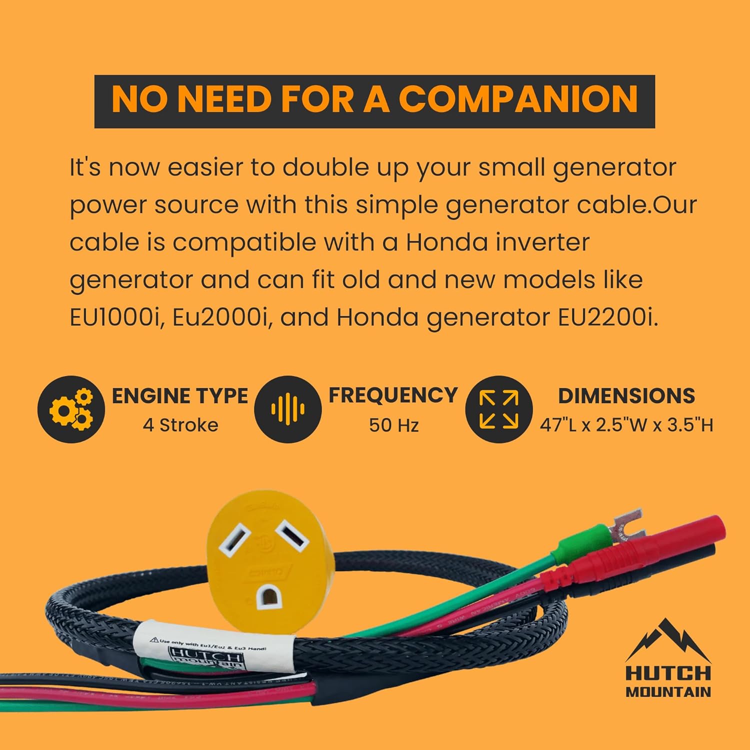 Hutch Mountain Power Grip Parallel Cable - Compatible with Honda Generator Eu2200i, 1000i, & 2000i, RV Cable w/ 30 amp Generator Cord Breaker, Parallel Kit with Built Handle